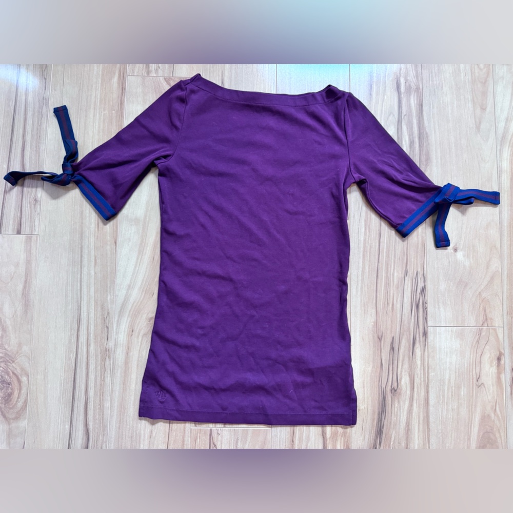 Ralph Lauren Purple Blouse with Tie Sleeves